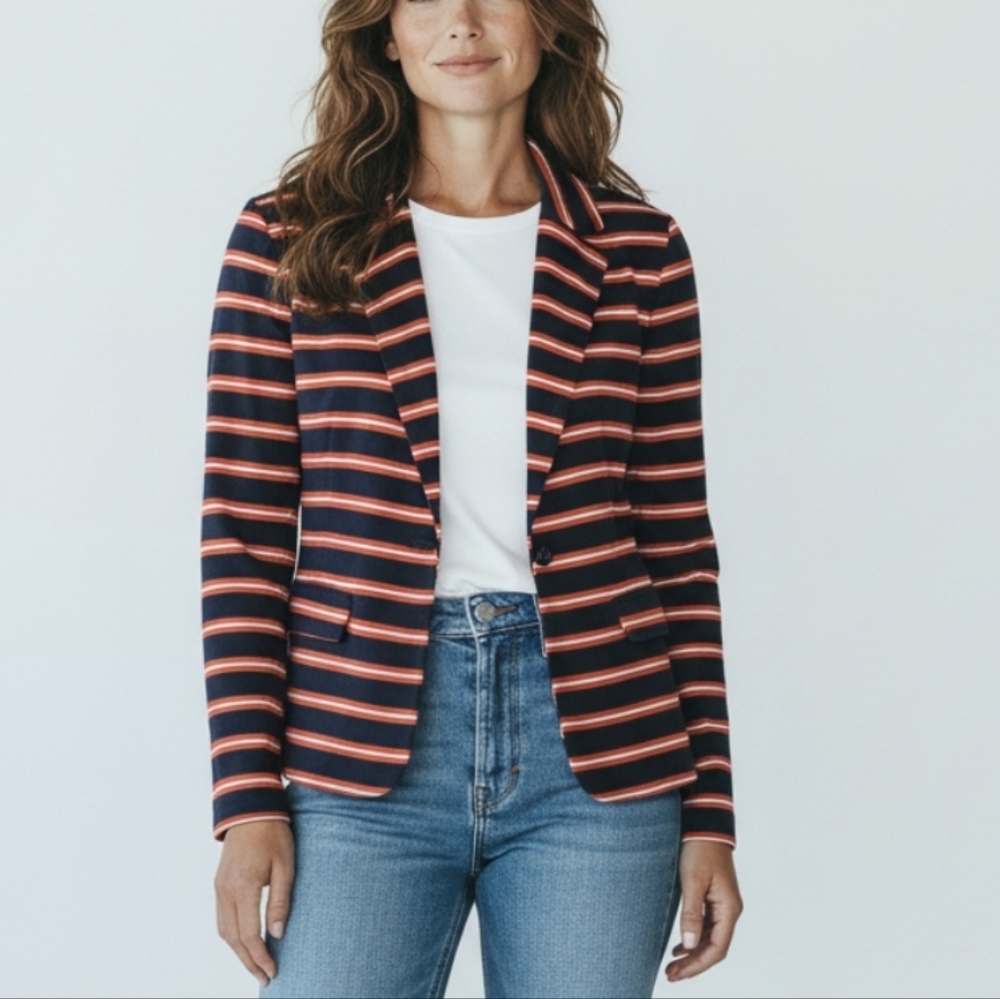 J. Crew Factory Striped Knit Blazer, Size Large